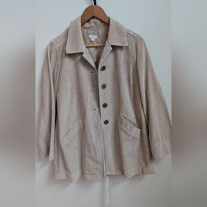 J.Jill Corduroy Jacket Button Front Beige XS
